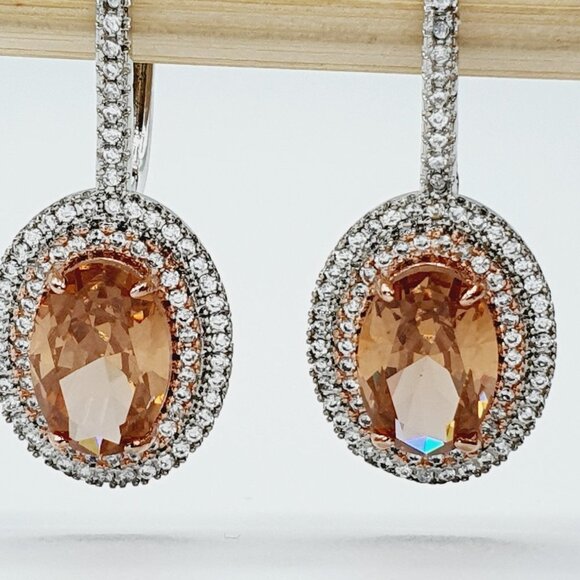 💎Noble Shiny Big Oval Gemstone Zircon Earrings for Women, UNVN12451 - Picture 3 of 3